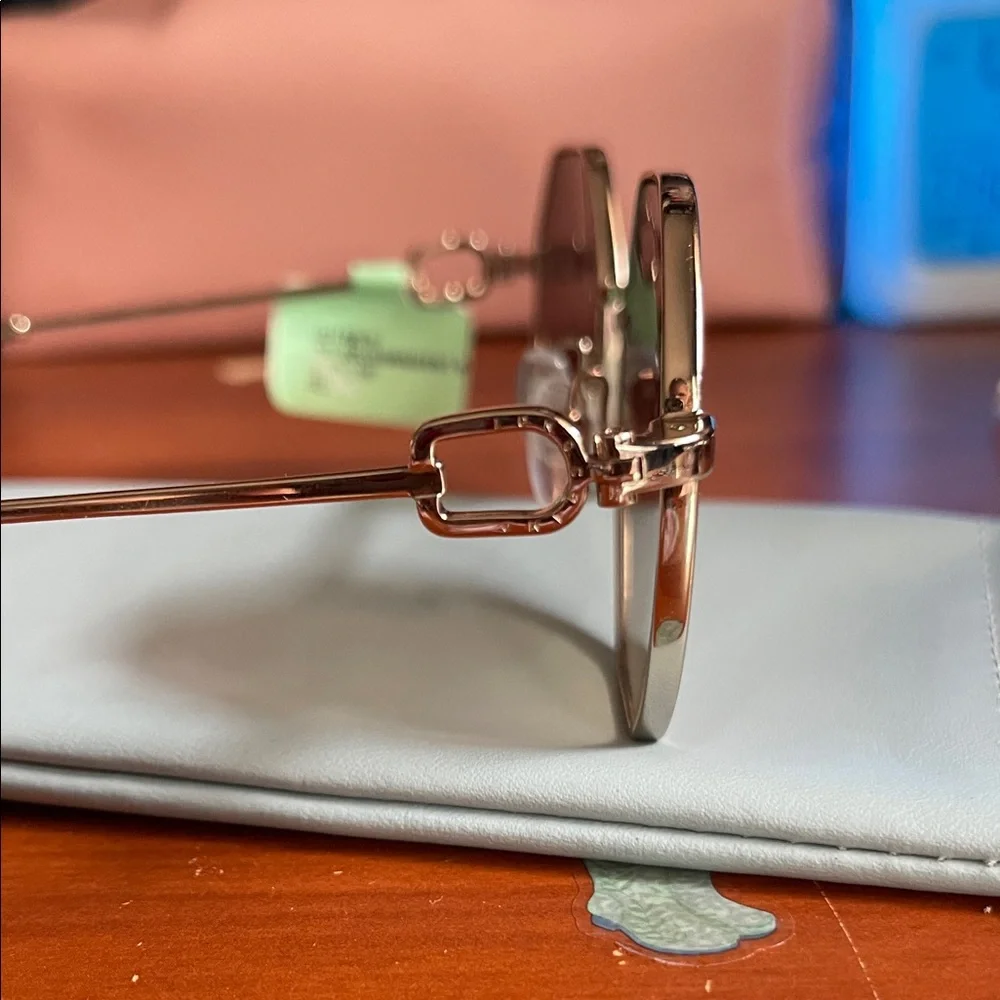 Longchamp Octagonal Metal Frame Sunglasses in gold and gradient brown - Picture 2 of 4